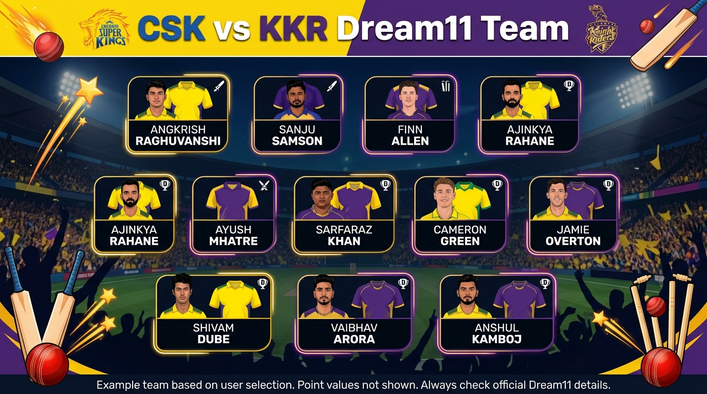 CSK vs KKR Dream11 टीम: