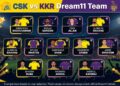 CSK vs KKR Dream11 Team Prediction Today