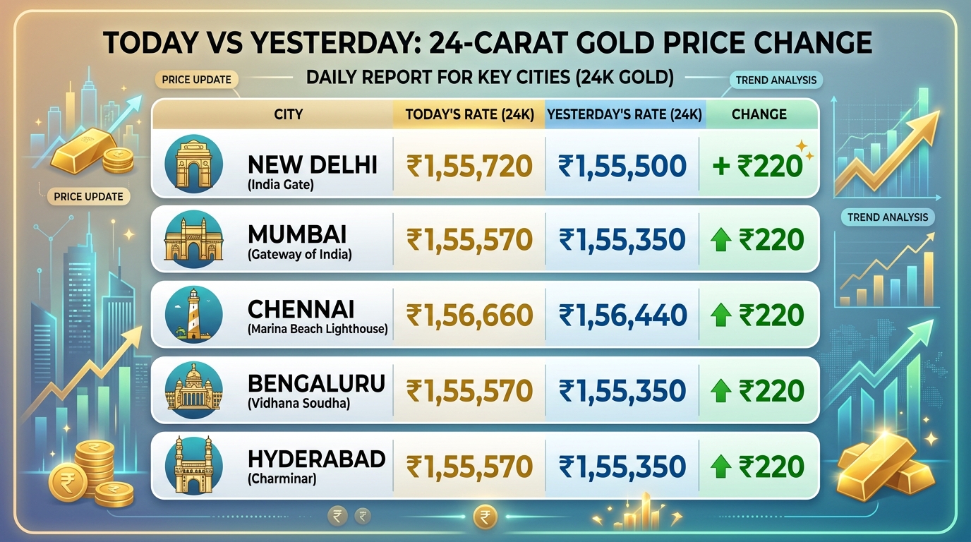आज बनाम कल: 24 कैरेट सोने के दाम में बदलाव