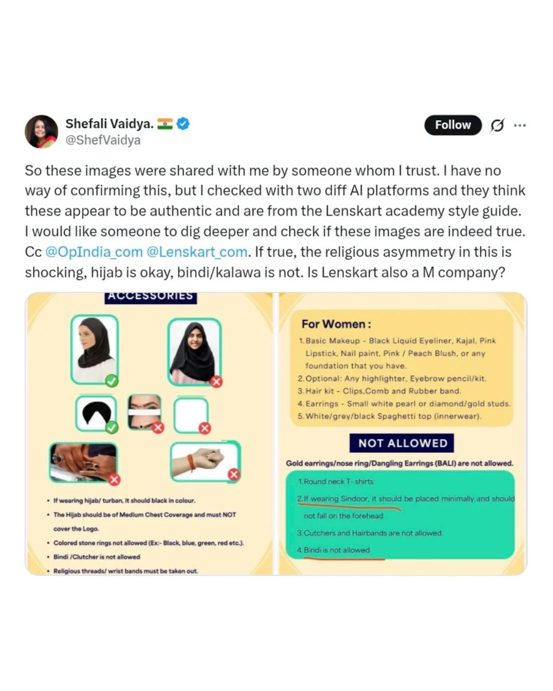 वायरल डॉक्यूमेंट Lenskart Grooming Policy Controversy में क्या दावा किया गया?