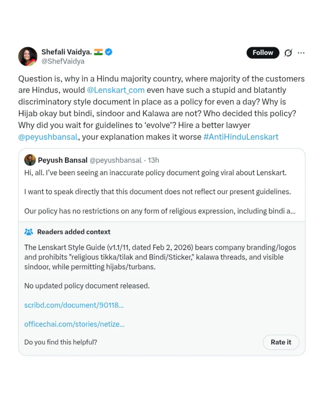 वायरल डॉक्यूमेंट Lenskart Grooming Policy Controversy में क्या दावा किया गया?
