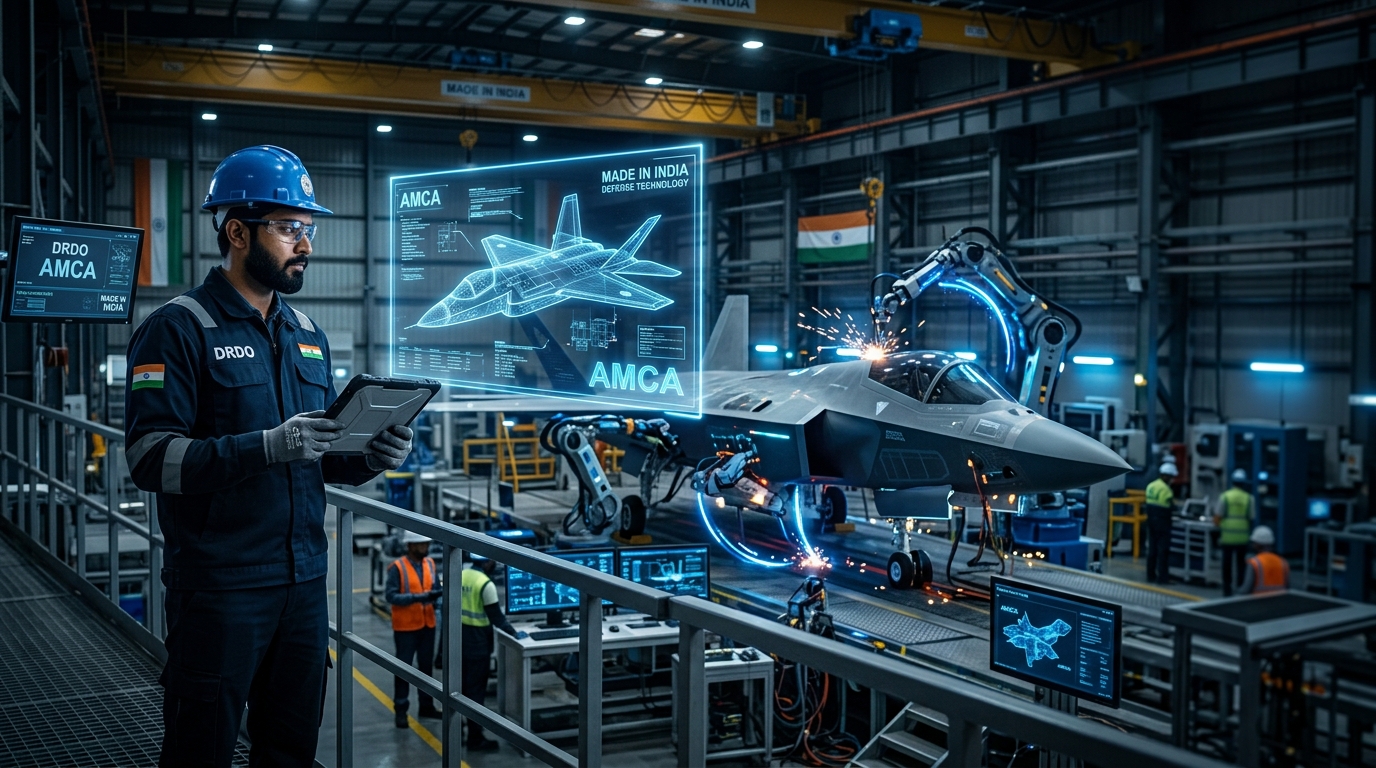 Indian engineer observing fighte… 202605271654 फाइटर जेट
