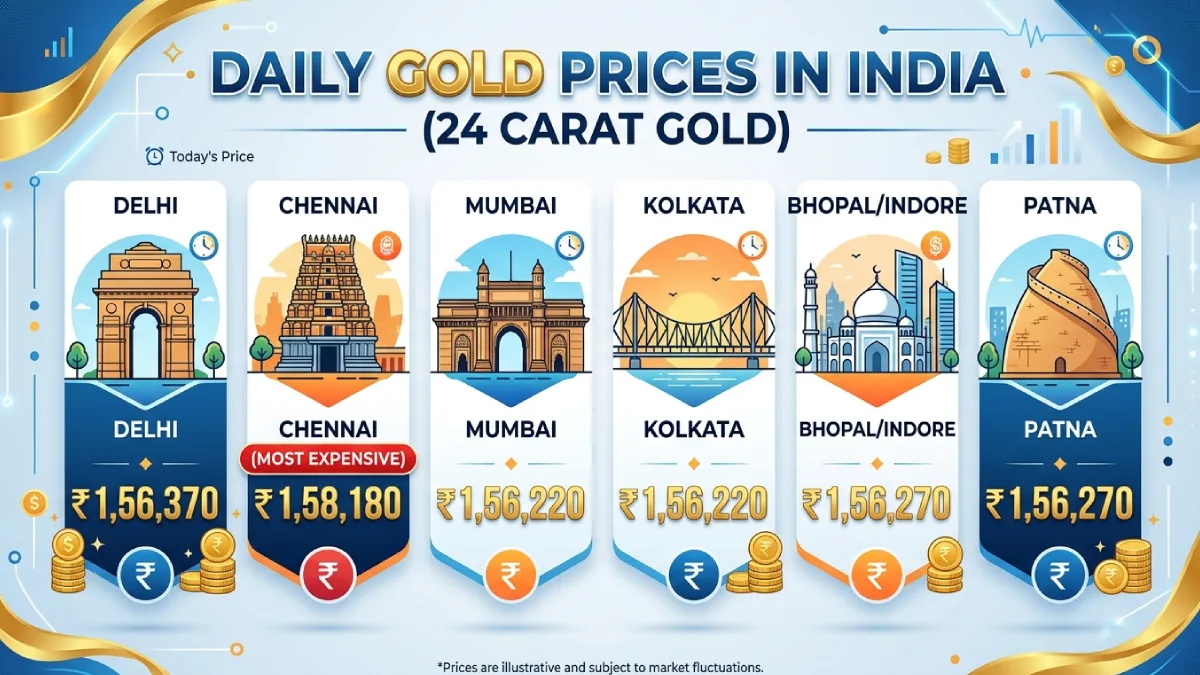 24 10 देश के बड़े शहरों में आज 24 कैरेट सोने का रेट (प्रति 10 ग्राम)