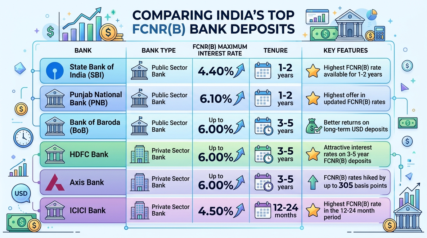 प्रमुख बैंकों की FCNR(B) ब्याज दरें