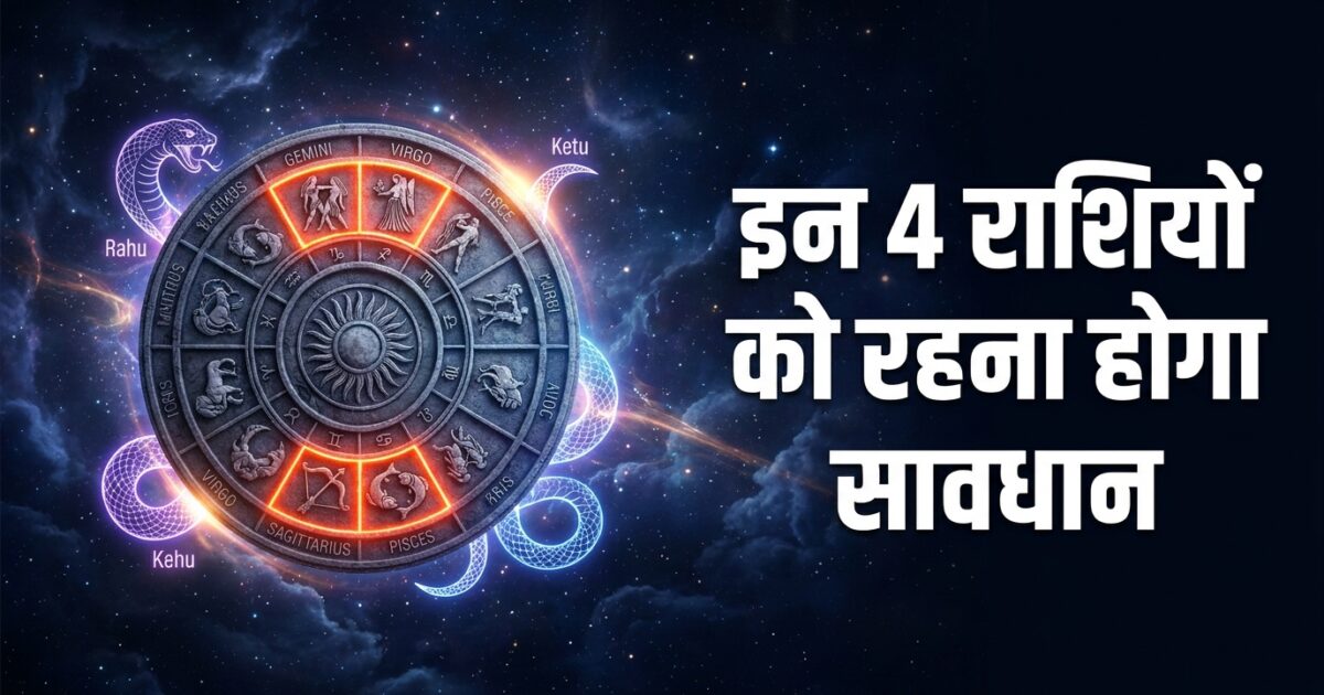 Rahu Ketu Gochar 2026 Aspect Ratio 16:9 🔥 IMAGE TEXT (HIGH CTR) 🟥 MAIN HEADLINE "राहु-केतु का बढ़ेगा प्रभाव!" 🟨 HIGHLIGHT "इन 4 राशियों को रहना होगा सावधान"