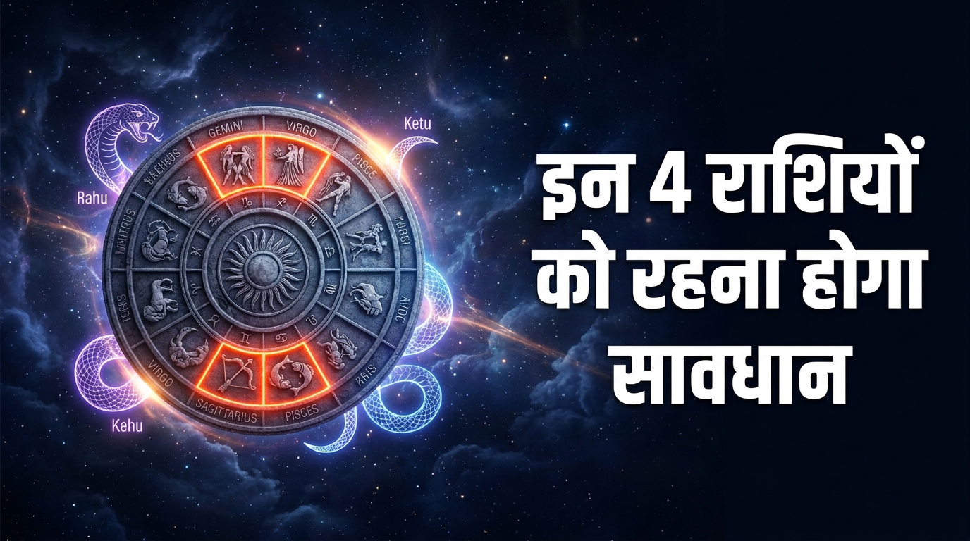Rahu Ketu Gochar 2026 Aspect Ratio 16:9 🔥 IMAGE TEXT (HIGH CTR) 🟥 MAIN HEADLINE "राहु-केतु का बढ़ेगा प्रभाव!" 🟨 HIGHLIGHT "इन 4 राशियों को रहना होगा सावधान"